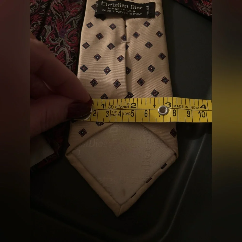 Lot of 3 Patterned Designer Ties: Fendi, Valentino, Christian Dior Luxury Preppy
